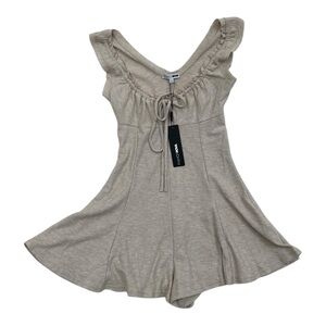Fashion Nova Beige Your Cutie Pie Romper NWT - Size Small